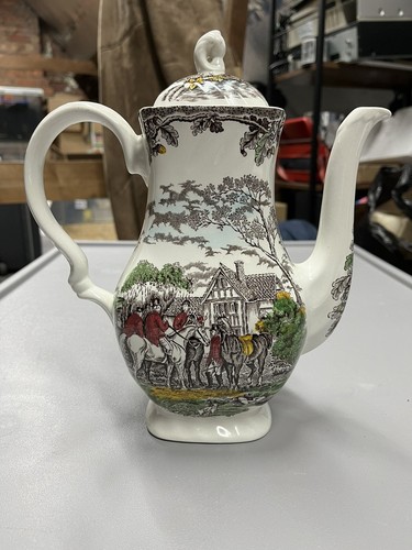 Vintage Myotts Country Life Coffee Tea Pot Hunting Horse Hounds Scene 26 cm - Picture 2 of 11
