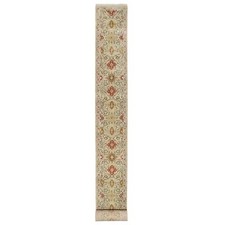 2'6"x24' Beige The Sunset Rosettes Wool and Silk Hand Knotted Runner Rug R90809