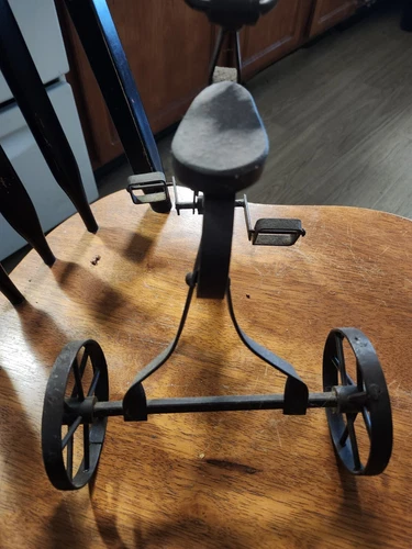 Vintage Cast Iron Toy Bicycle with Wooden Seat + Handlebars