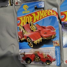 Rare Hot Wheels 2024 Celebration Racers, 2/10 Knight Draggin Red Gold 52/250