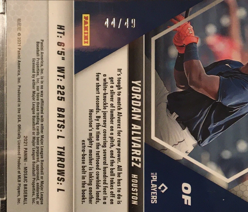 #44/49 2021 Panini Mosaic Prizm Yordan Alvarez #46 - Image 3 of 3