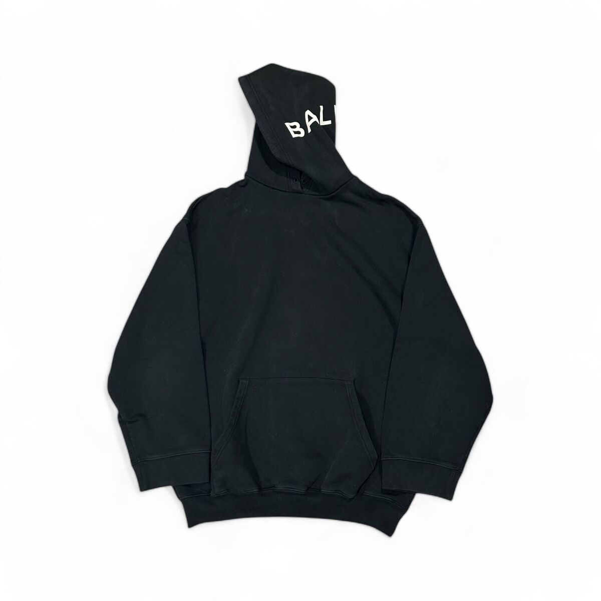 Authentic Balenciaga Sweatshirt Hood Logo Print Black Hoodie Authentic Balenciaga Sweatshirt Hood Logo Print Black Hoodie