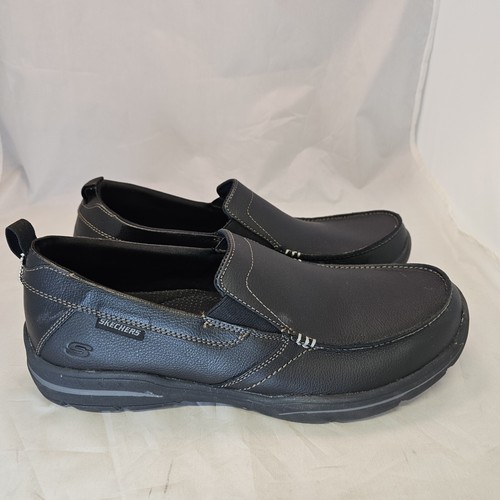 New Skechers Men's Harper Forde Shoes 64858 Black Leather Relaxed Fit Size 11.5 - Picture 4 of 8