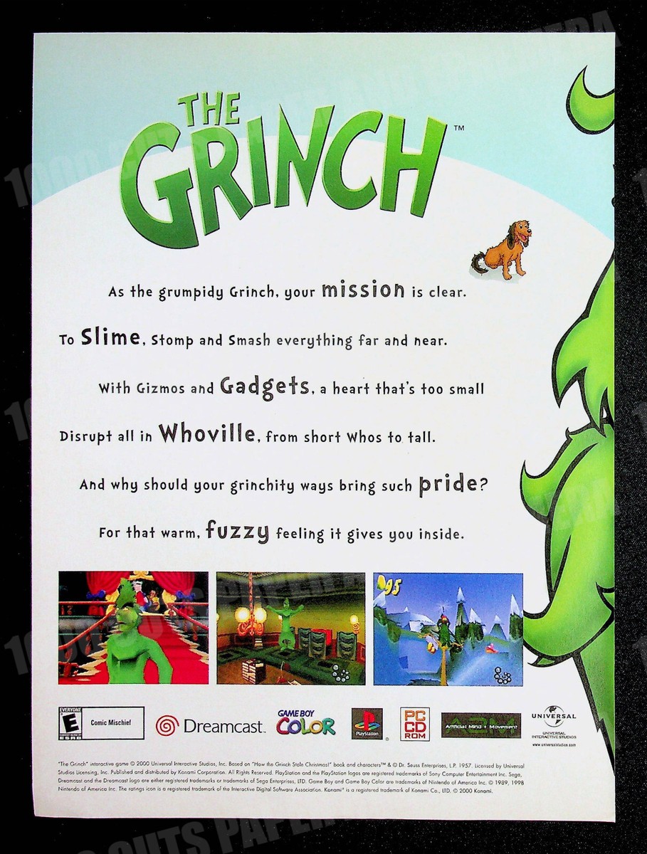 The Grinch Konami Dreamcast PlayStation Game 2000 Trade Print