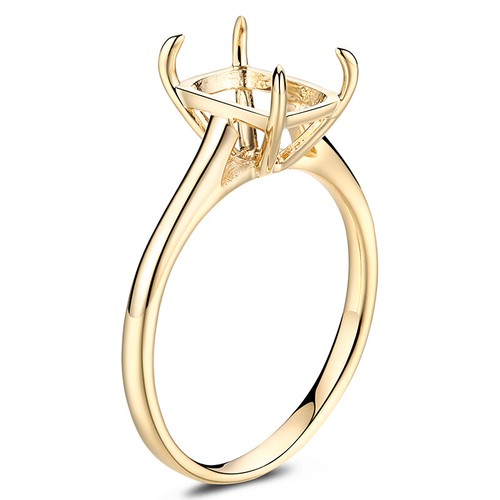 10k Yellow Gold Prong Setting Cushion Cut 9x7mm Engagement Fine Solitaire Ring - Picture 3 of 8