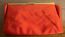 Vintage Bienen-Davis Dark Red Velvet Clutch Cocktail Purse Goldtone Sateen 1950s