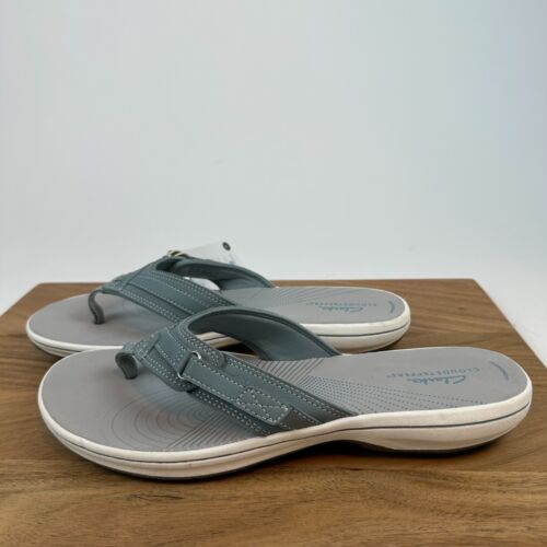 New Womens Clarks Breeze Sea Blue Comfort Thong Flip Flops Sandals Size 11 M - Picture 3 of 8