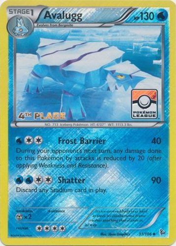 1x Avalugg - 31/106 - 4th Place League Promo Moderately Played Pokemon Organized