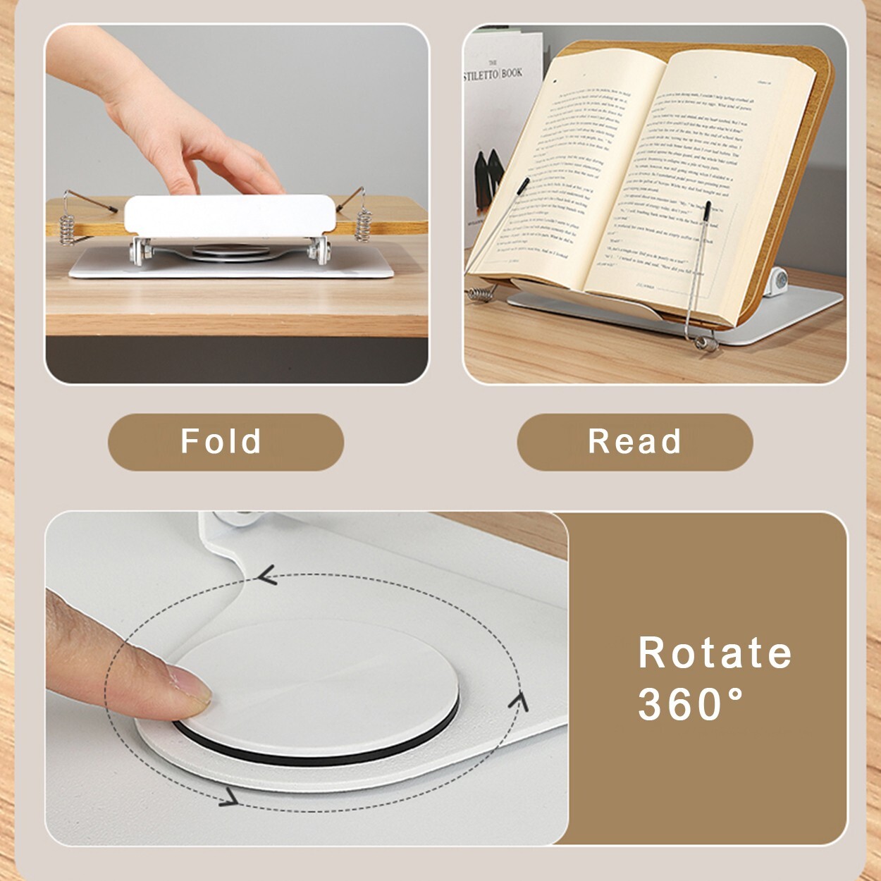 Supporto per Tablet e Libri 360° Pieghevole foto 3