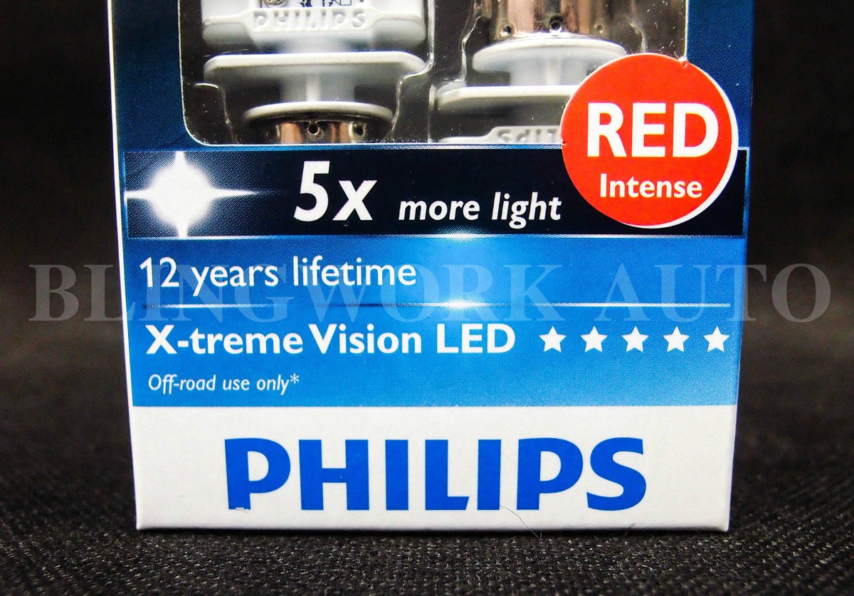 PAIR) PHILIPS P21/5W BAY15D X-treme Ultinon 12-24V RED Brake