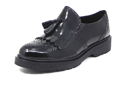 PREGUNTA 25901A Scarpa donna Francesine con frangia pelle nero | eBay
