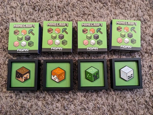 Figpin Minecraft Set of 4 Pins - Mystery Minis Series 1 Lot Steve Alex Creeper