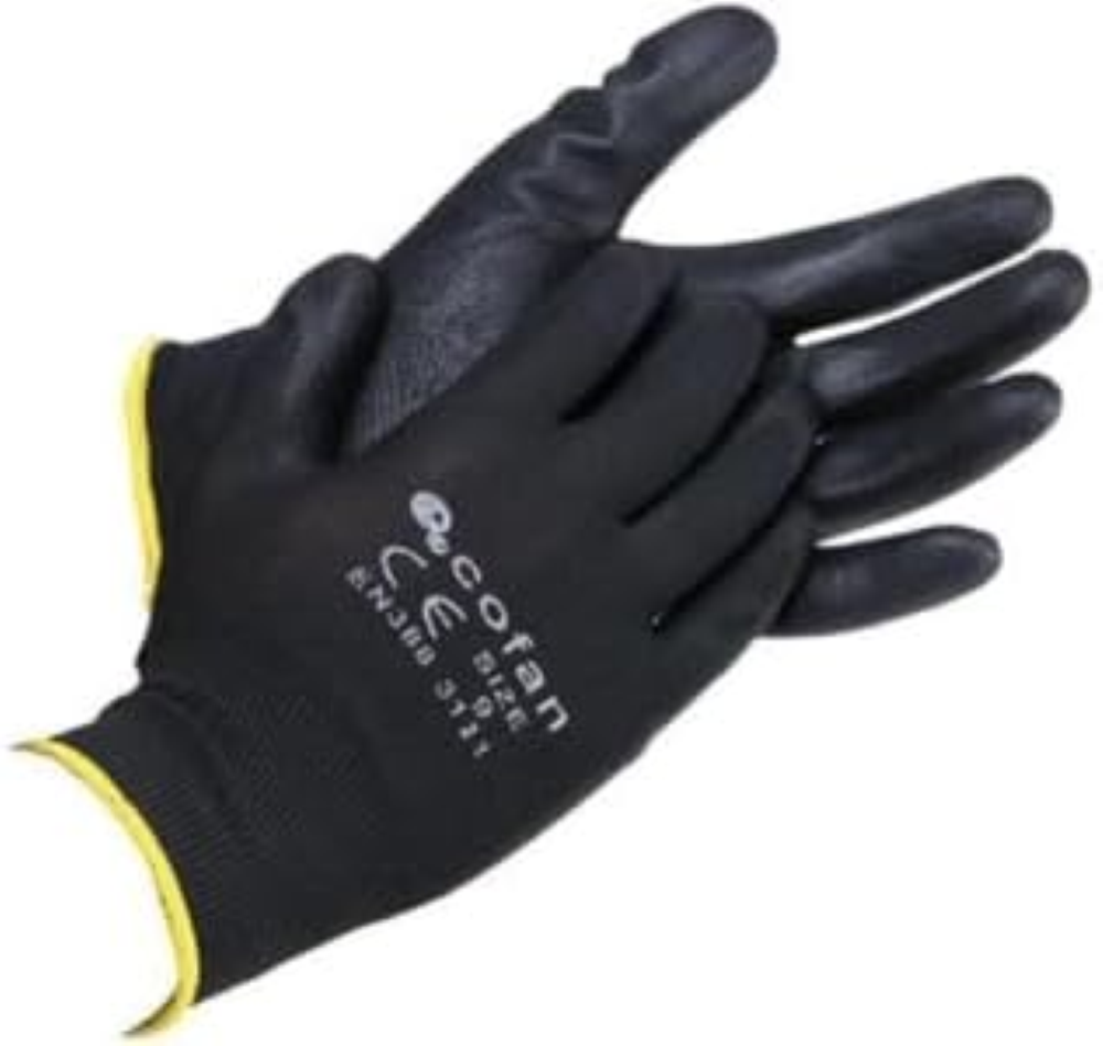 GUANTE 100% POLIEST.IMPREG. PU NEGRO T-7 - Unid: 12