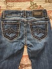 Miss Me Women's Skinny Blue Jeans Pants Embroidered Pockets Cotton Size 27