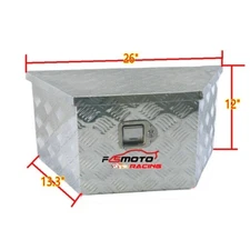 26"x13.3"x12" Aluminum Trailer Tongue Tool Box Truck Bed Pickup Storage Box RV