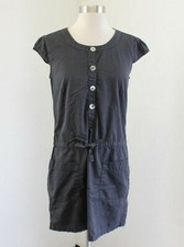 J Crew Gray Olivia Shift Dress Size 2 Drawstring Pockets Utility Cap Sleeve