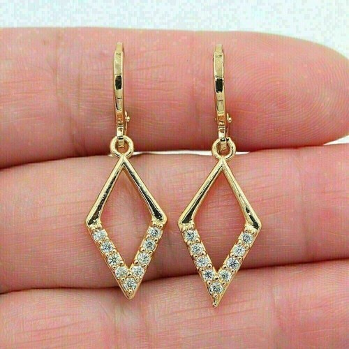 Drop-Dangle Earrings 2.10Ct Round Cut Lab-Created Diamond 14K Yellow Gold Plated - Picture 2 of 5