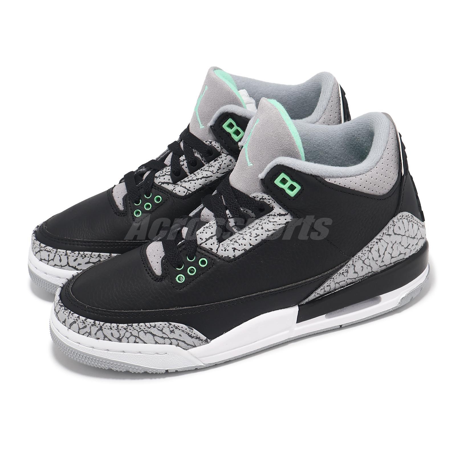 Детская молодежная повседневная обувь Nike Air Jordan 3 Retro GS AJ3 Green Glow DM0967-031
