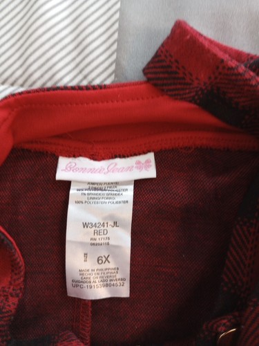 Bonnie Jean Red Black Check Jumper Dress 6X - Picture 7 of 8