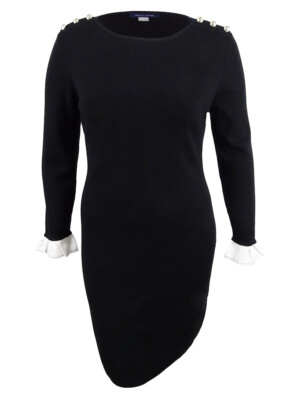 Tommy Hilfiger Women's Embellished Sweater Dress (L, Black)