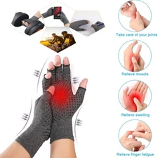 Copper Compression Gloves Arthritis Carpal Tunnel Hand Wrist Brace Support S/M/L