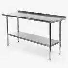 Stainless Steel Kitchen Restaurant Prep Work Table with Backsplash - 24" x 60"