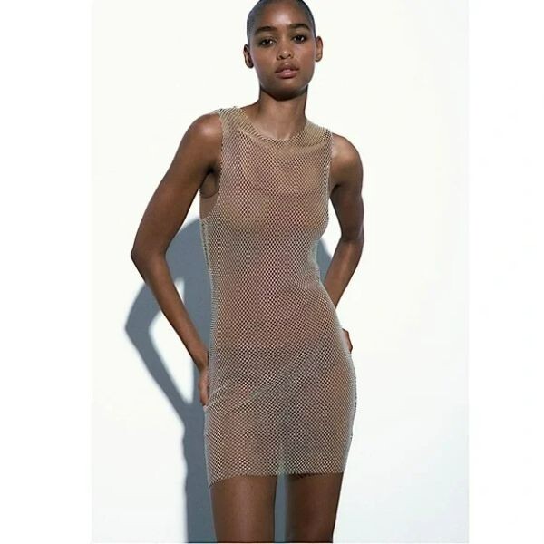 zara rhinestone mesh