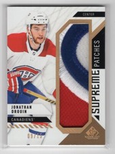 2018-19 UD SP GAME USED SUPREME PATCHES PATCH /15 JONATHAN DROUIN - CANADIENS !!