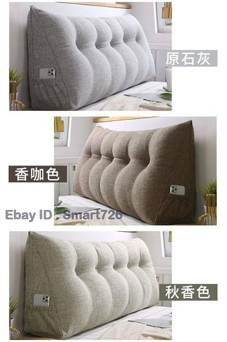 Cotton Linen Bed Cushion Sofa Headrest Hotel Backrest Pillow Removable Headboard - Picture 14 of 30