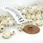 50 Small 8mm Imitation Bone Beige Brown Skeleton Skull Crackle Ivory Stone Beads