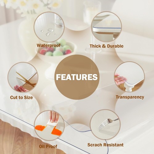 2mm Thick Waterproof Frosted Table Protector for Dining Tables - 66 x 42 Inches - Picture 5 of 10