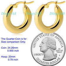 Designer Inspired Real 18K Gold Filled 20mm/0.8" Small Solid Hoop Earrings E141Y