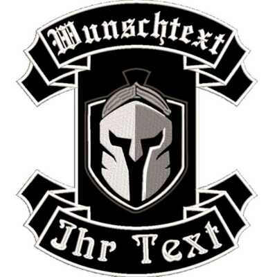 Rückenpatch m Wunschtext Biker Rocker Kutte MC Spartanisch 34x39 M.i. GERMANy