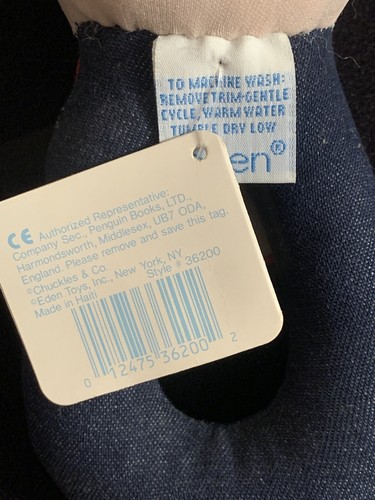 Eden Chuckles “Good Genes” Vintage 1989 Denim Baby Rattle NEW - Picture 5 of 5