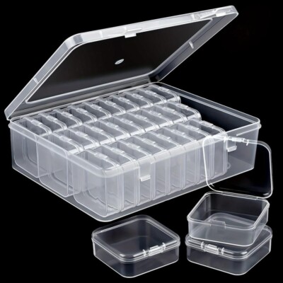30x Transparent Plastic Jewelry Storage Box Small Square Box