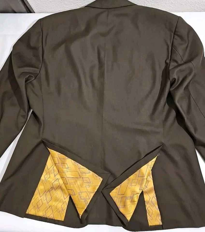 Abrigo deportivo de lana de tiburón Astor & negro a medida traje chaqueta marrón pecho para hombre talla 46 Foto 3 de 4