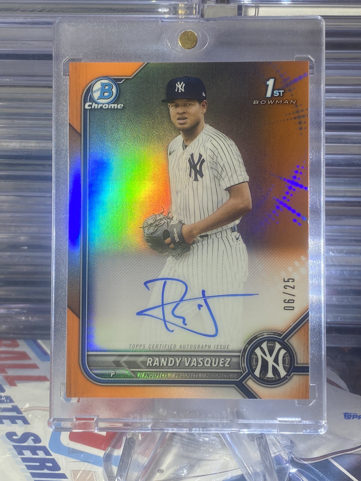 2022 BOWMAN CHROME RANDY VASQUEZ 1ST AUTOGRAPH TRUE ORANGE  AUTO /25