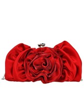 's 3D Rose Flower Evening Bags Satin Clutch Purse Floral Wedding Bag Chain Cr...