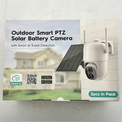 MaxiViz 2-Piece Outdoor Smart PTZ Solar Battery Cameras w/ Smart AI Detection