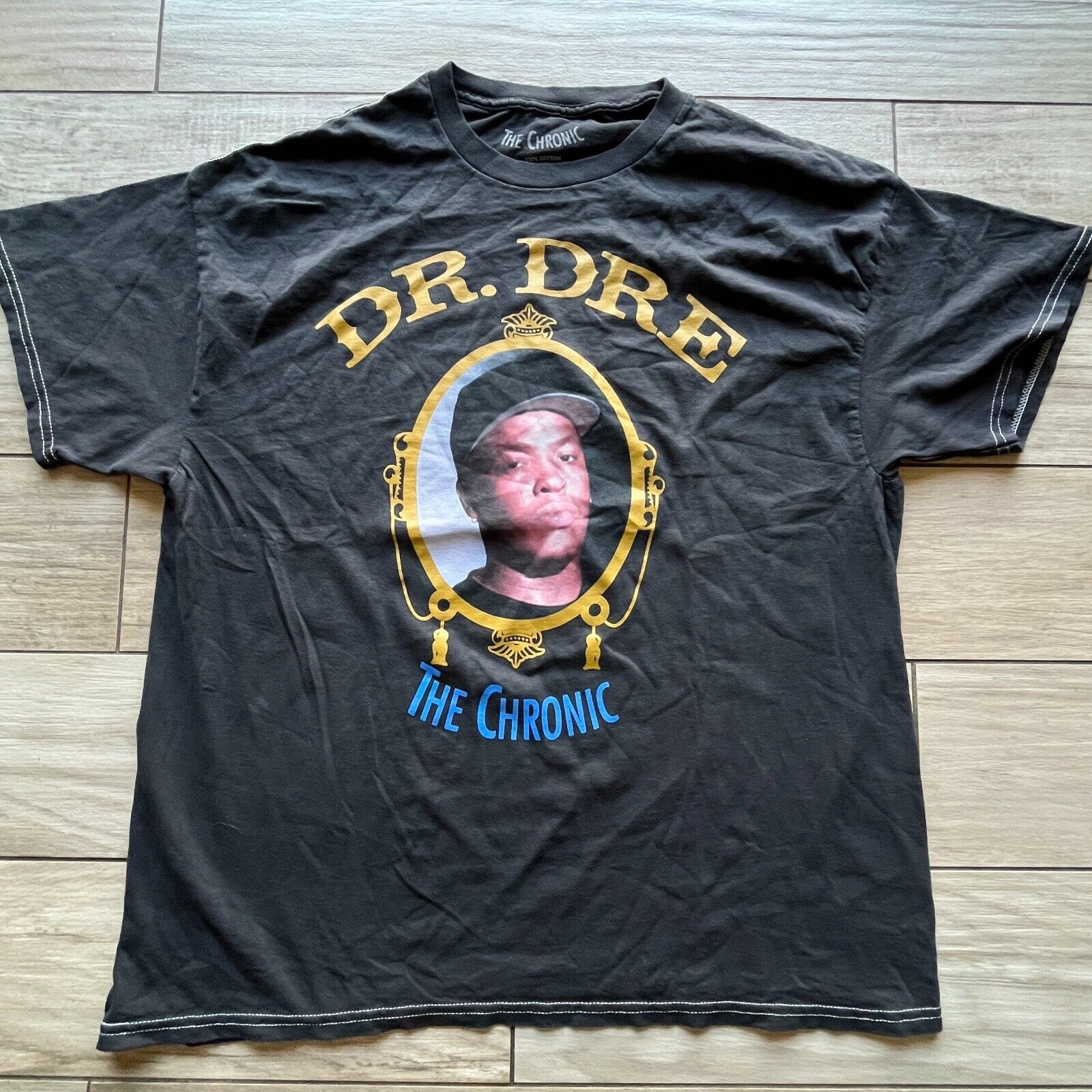 FILA T shirt maglietta grafica Dr. Dre uomo The Chronic copertina album grigio vintage lavaggio L