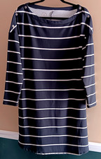 NWT Maurices  24/7 Black  White Striped  Dress Size L 3/4 Sleeve