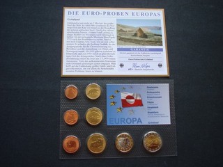 TOP Grönland Euro Proben Kursmünzensatz im Blister Zertifikat! KMS! € Probe!