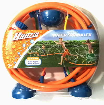 Banzai Wigglin  Water Sprinkler 12 Feet Long w/ 15 Wigglers Multicolor  5+ NEW