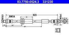 ATE 2x Bremsschlauch 83.7750-0524.3/2x für MINI R56 CLUBMAN R55 R57 R58 Roadster