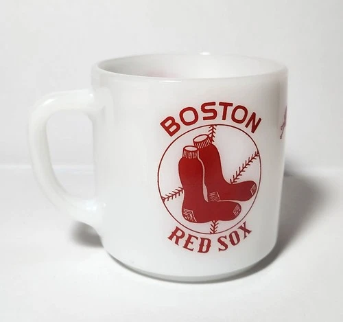 Vintage Boston Red Sox Federal Milk Glass Coffee Mug