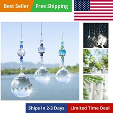 Clear Crystal Prism Ball Rainbow Maker Window Prisms Suncatcher,Pack of 3
