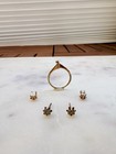 Vintage Goldtone Real Diamond Buttercup Stud Earrings, 2 Pendants, And Ring Set — photo 1