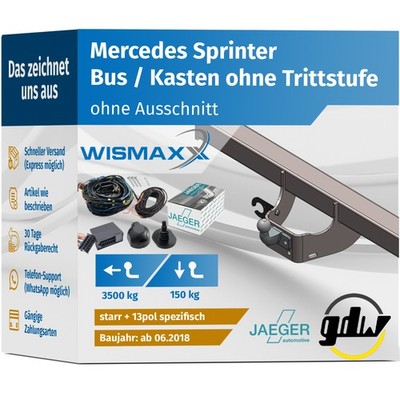 ANHÄNGERKUPPLUNG für Mercedes Sprinter ab 18 starr GDW +13polig E-Satz JAEGER