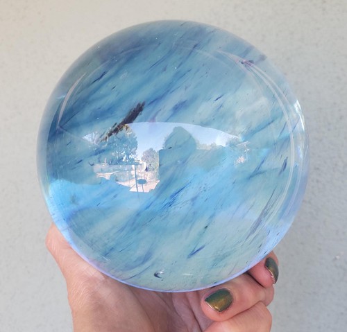 4lbs+ Light Blue Smelting Quartz w/ Cloud + Inclusions Crystal Sphere 1893 grams - Picture 4 of 10
