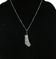 Sterling Silver Sea Beach Glass Wired Design Pendant Necklace Handmade OOAK